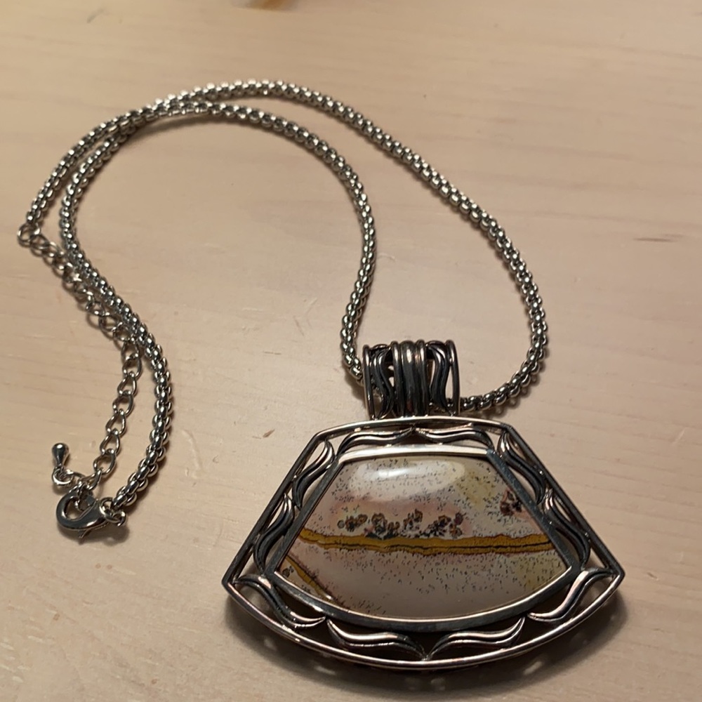 Silver necklace with beautiful stone pendant